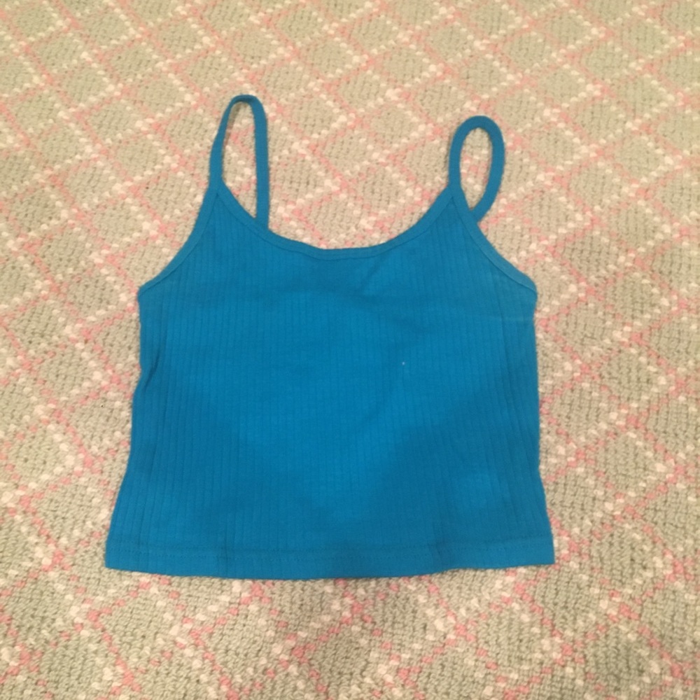 Blue and black cropped tank top